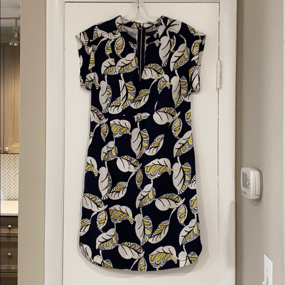 Jcrew Linen Shift Dress with Hawaiian Floral Print